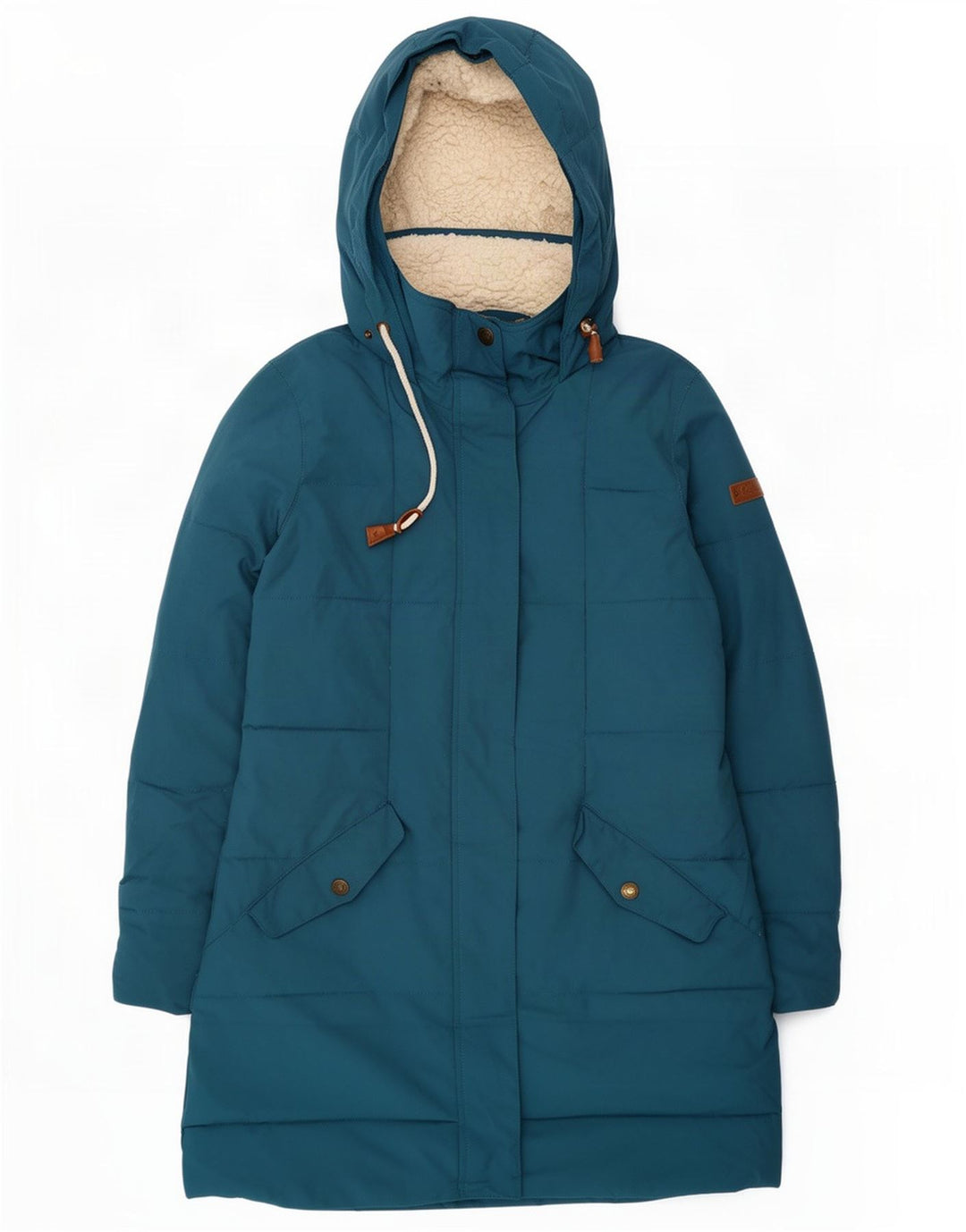 Roxy Wattierter Damenmantel mit Kapuze, UK 16, Größe L, blau, Polyester