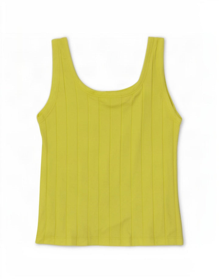 Massimo Dutti Damen Weste Top UK 8 Small Gelbe Baumwolle
