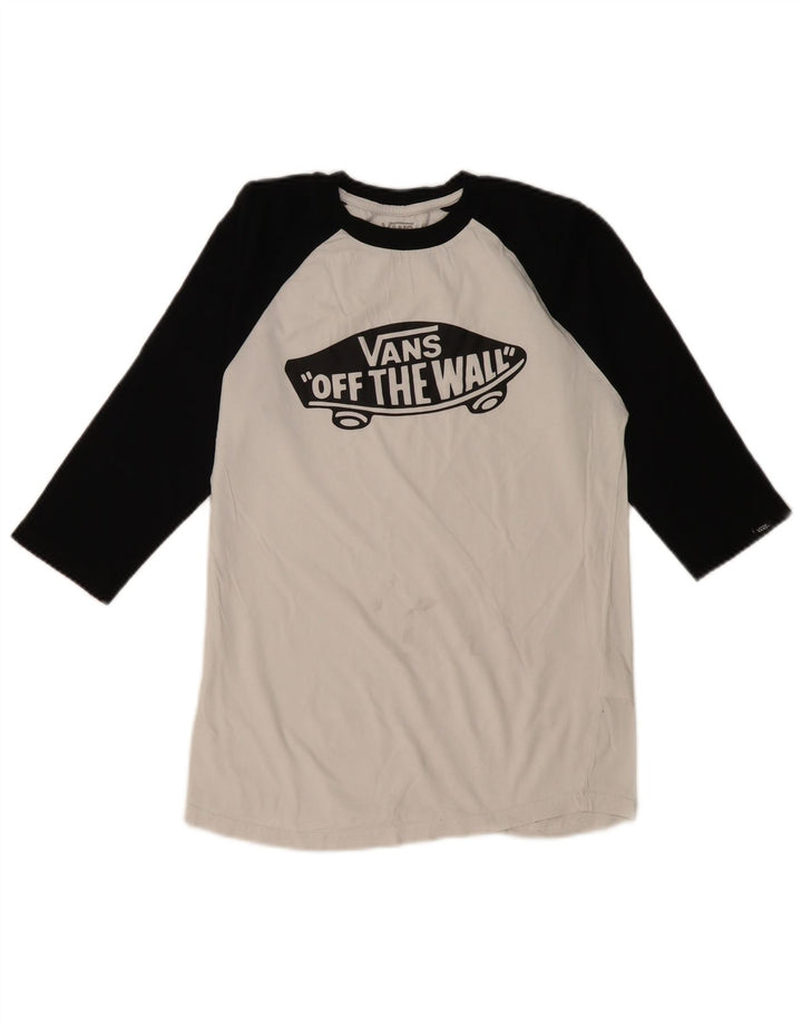 VANS Herren Slim Fit Graphic Top 3/4 Ärmel Small Weiß Colourblock Baumwolle