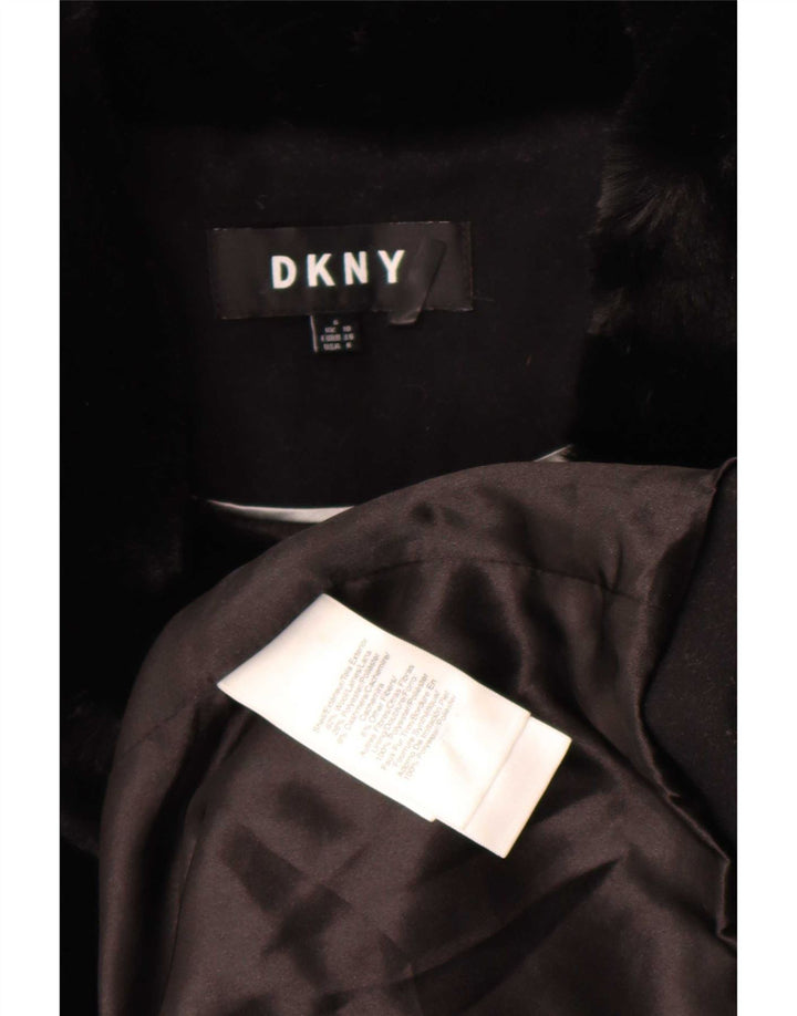 Dkny Damen Mantel UK 10 Small Schwarze Wolle
