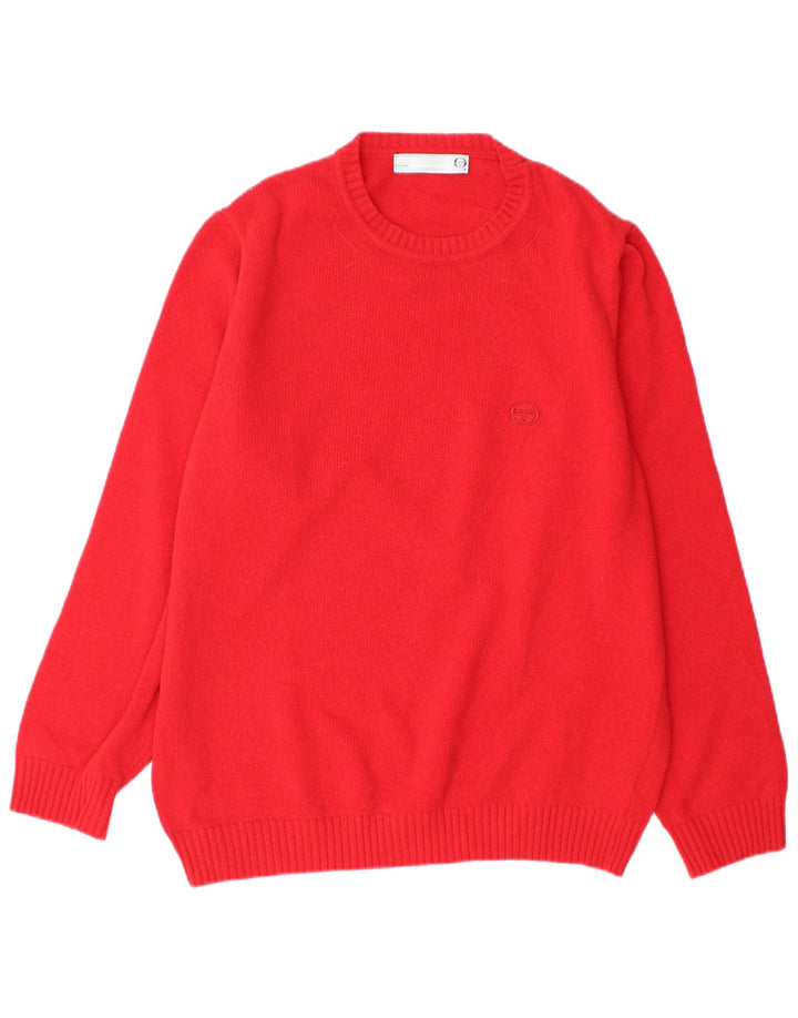 Sergio Tacchini Herren-Pullover mit Rundhalsausschnitt, große rote Wolle