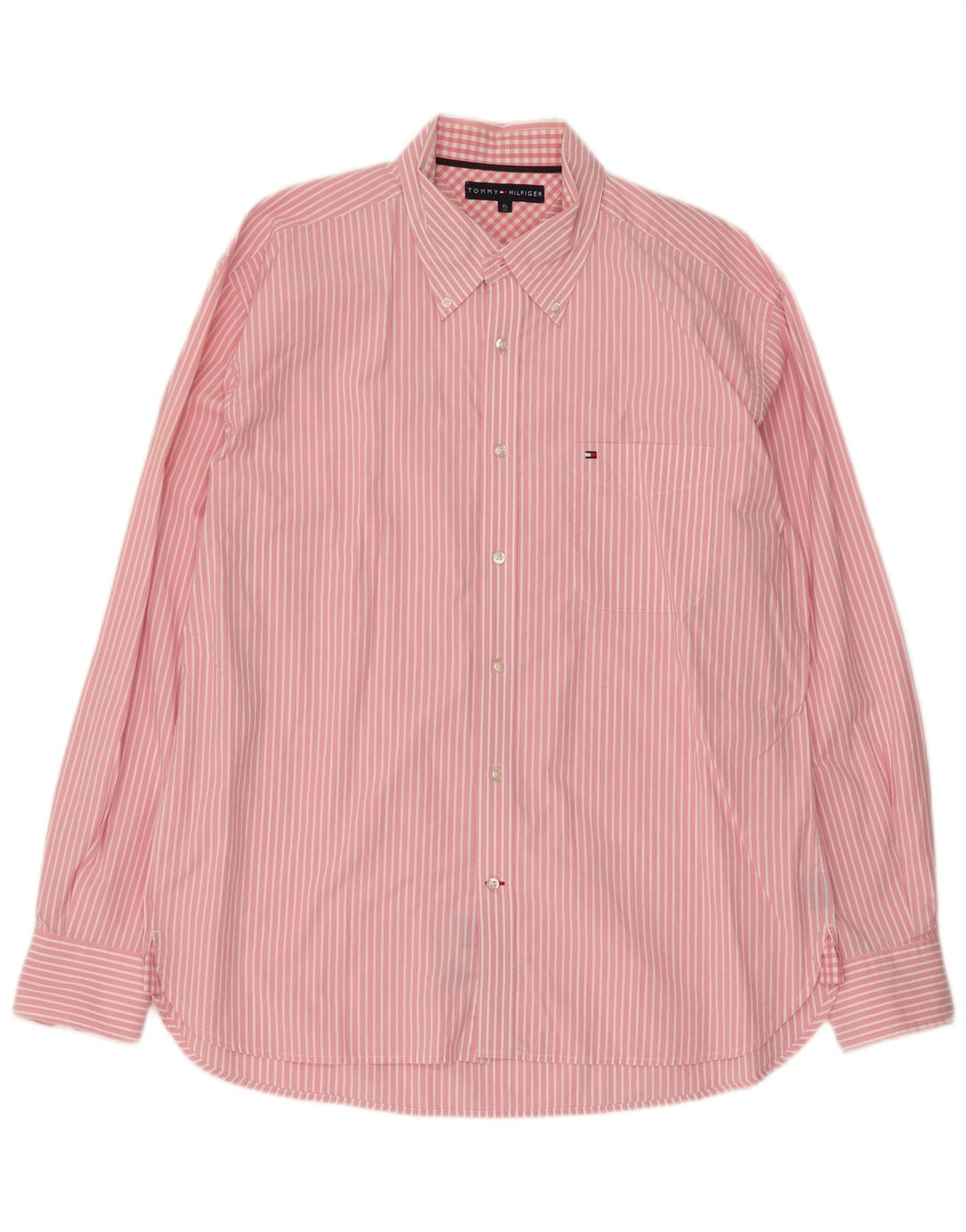 Tommy Hilfiger Herrenhemd XL rosa gestreift aus Baumwolle