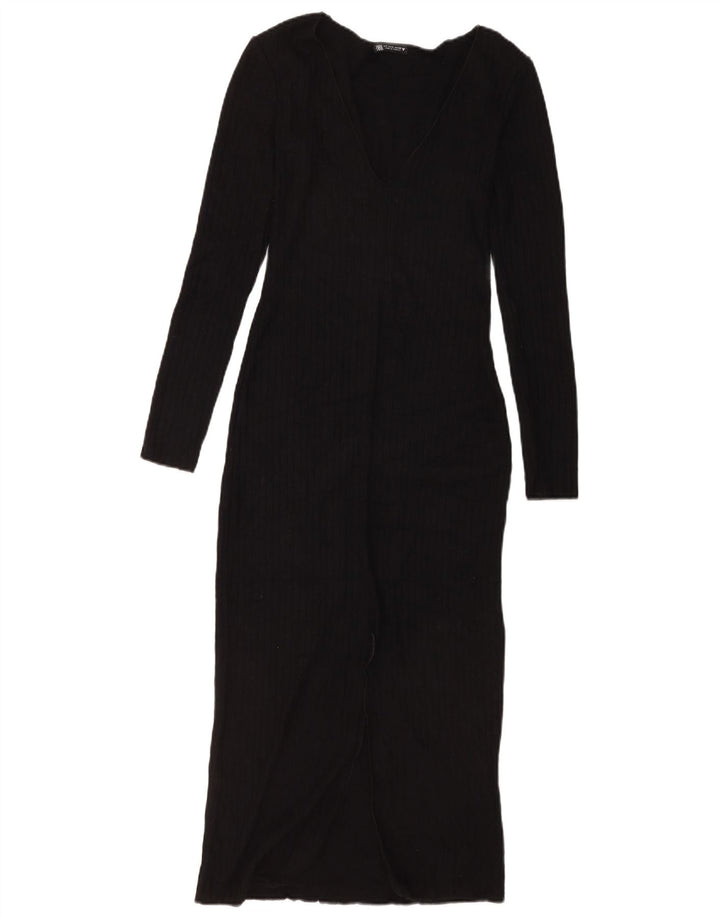 Zara Damen Pulloverkleid UK 8 Small Schwarz Viskose