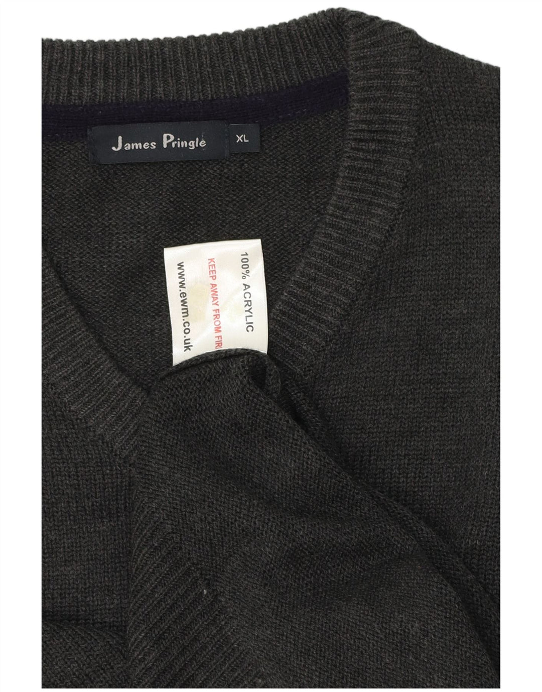 James Pringle Herren-Pullover mit V-Ausschnitt, XL, graues Acryl