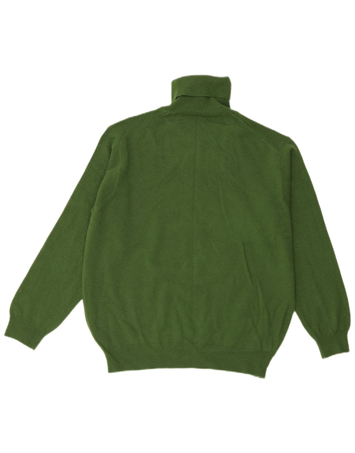 Benetton Damen-Pullover mit Rollkragen, UK 14, mittelgrüne Schurwolle