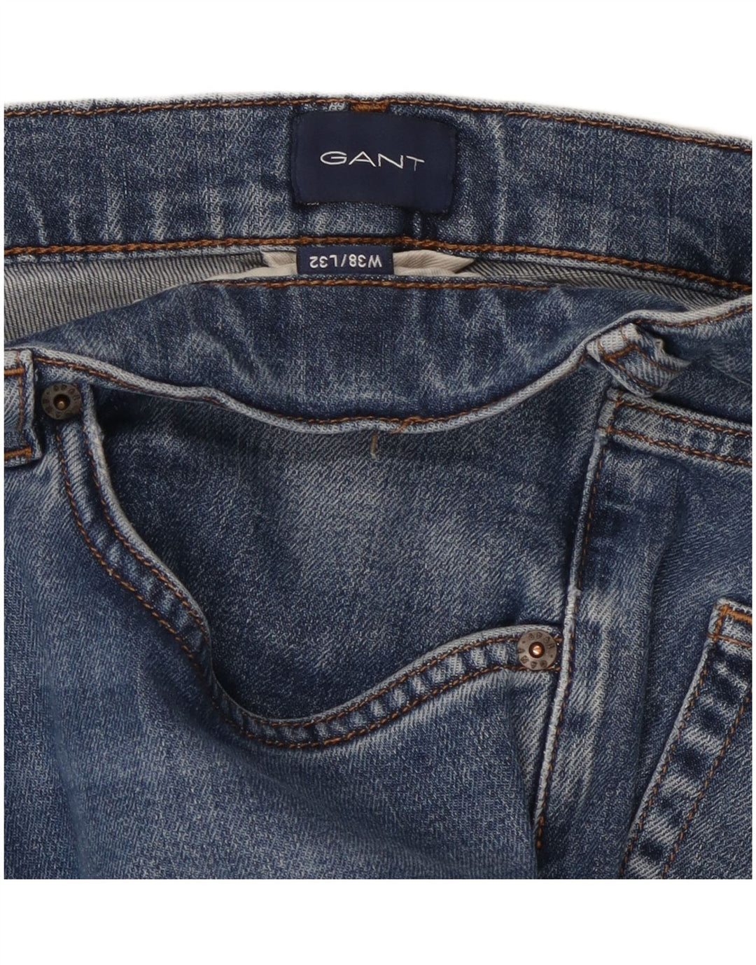 GANT Herren Straight Jeans W38 L32 Blaue Baumwolle