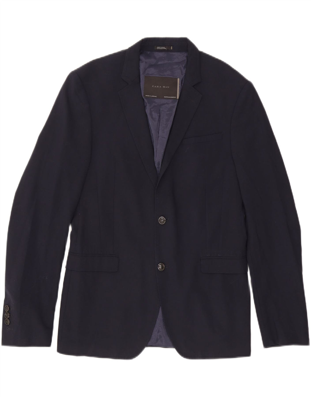 Zara Herren-Blazerjacke mit 2 Knöpfen, EU 50, mittelmarineblau, Polyester