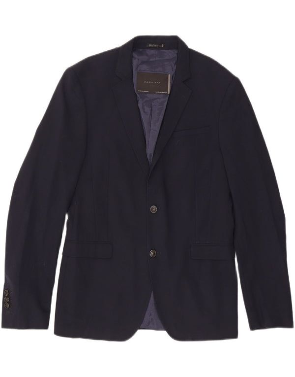 Zara Herren-Blazerjacke mit 2 Knöpfen, EU 50, mittelmarineblau, Polyester