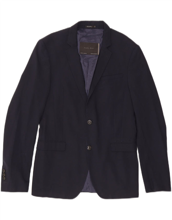 Zara Herren-Blazerjacke mit 2 Knöpfen, EU 50, mittelmarineblau, Polyester