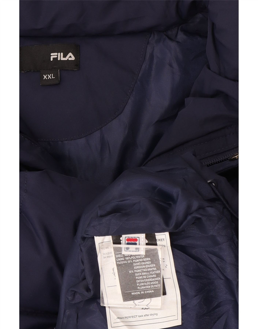 Fila Herren Wattierte Jacke UK 44 2XL Marineblau Polyester