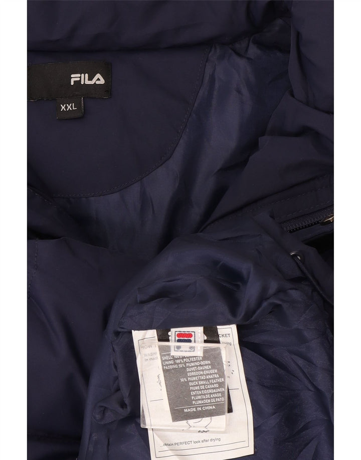 Fila Herren Wattierte Jacke UK 44 2XL Marineblau Polyester