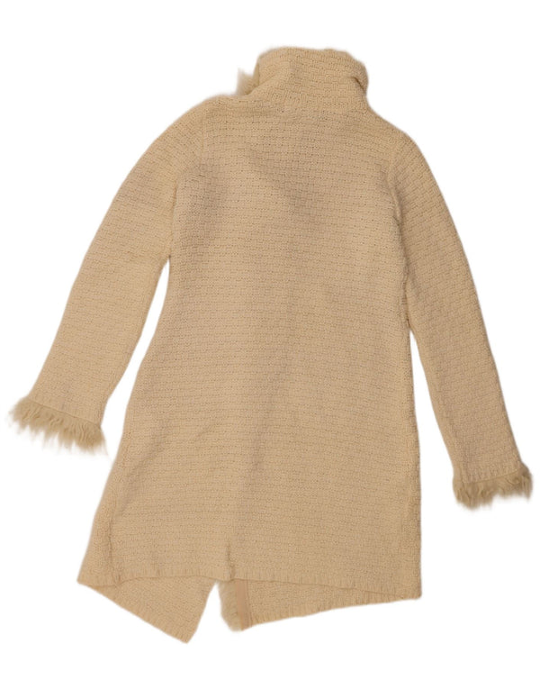 Zara Damen Longline-Cardigan-Pullover UK 12 Mittelweiße Wolle