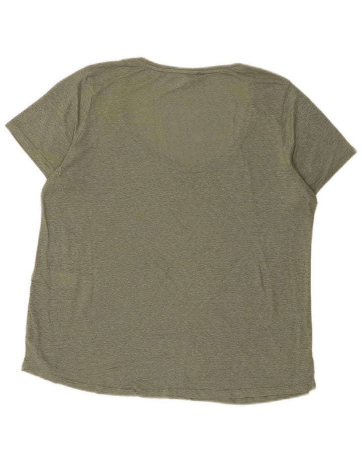 FAT FACE Womens Oversized T-Shirt Top UK 10 Small  Khaki Linen