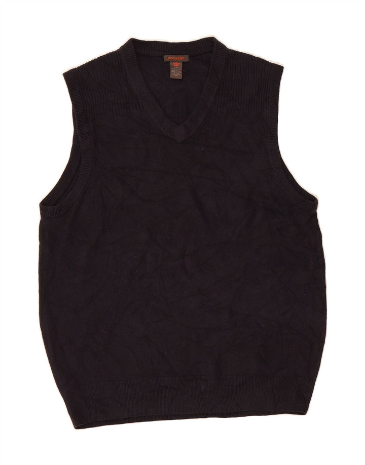 DOCKERS Mens Vest Tank Top Large Navy Blue Acrylic Vintage Dockers and Second-Hand Dockers from Messina Hembry 