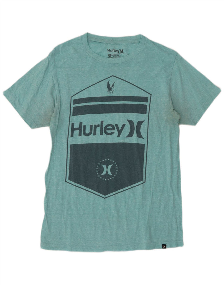 HURLEY Premium-Fit-Grafik-T-Shirt-Oberteil für Herren, klein, türkis gesprenkelte Baumwolle