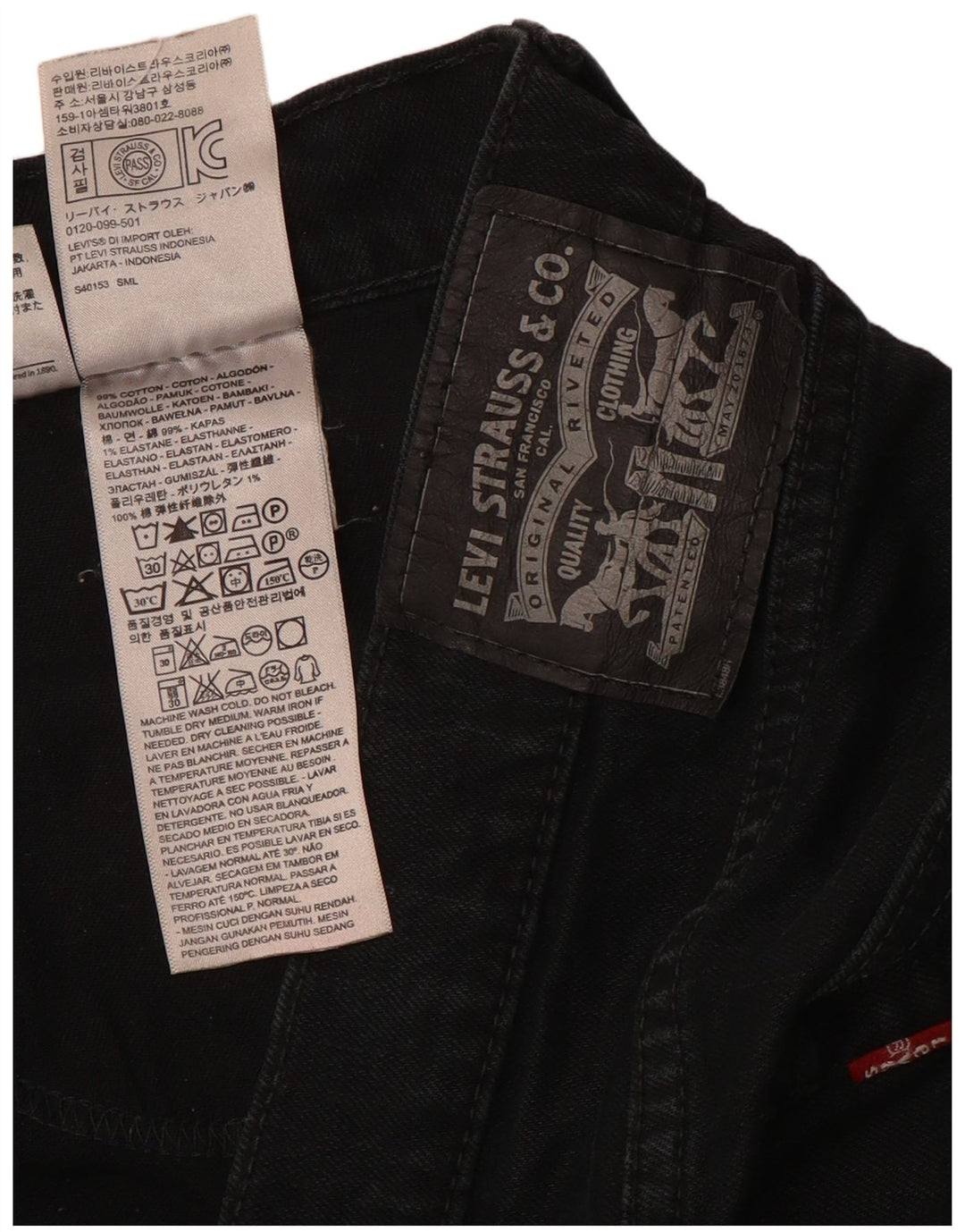 Levi's Herren Slim Jeans W36 L32 Schwarze Baumwolle