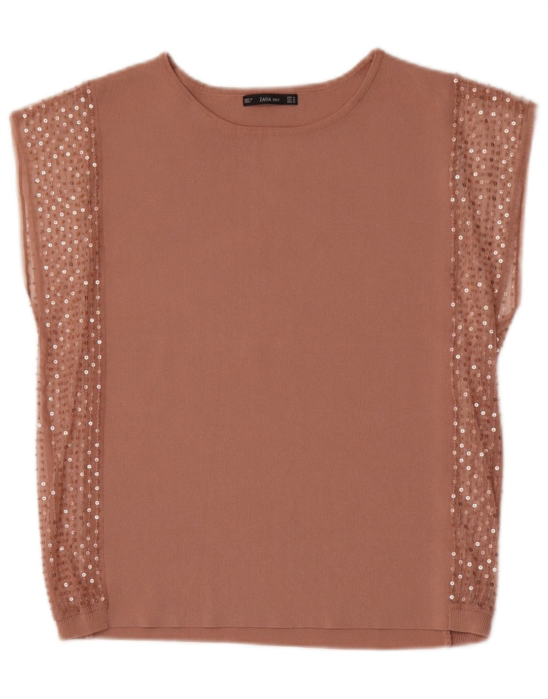 Zara Damen Bluse Top UK 14 Medium Beige