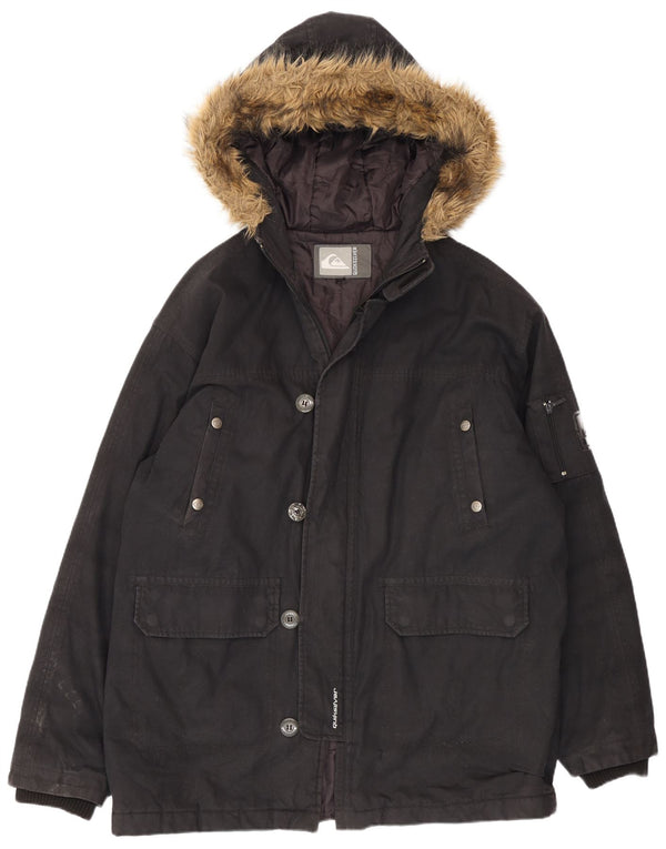 Quiksilver Herren-Parka mit Kapuze, UK 40, Größe L, Schwarz, Baumwolle