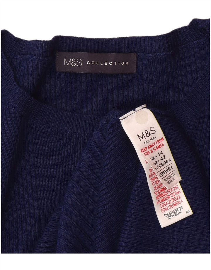 Marks & Spencer Damen Longline-Pullover mit U-Boot-Ausschnitt, UK 14, Medium Navy