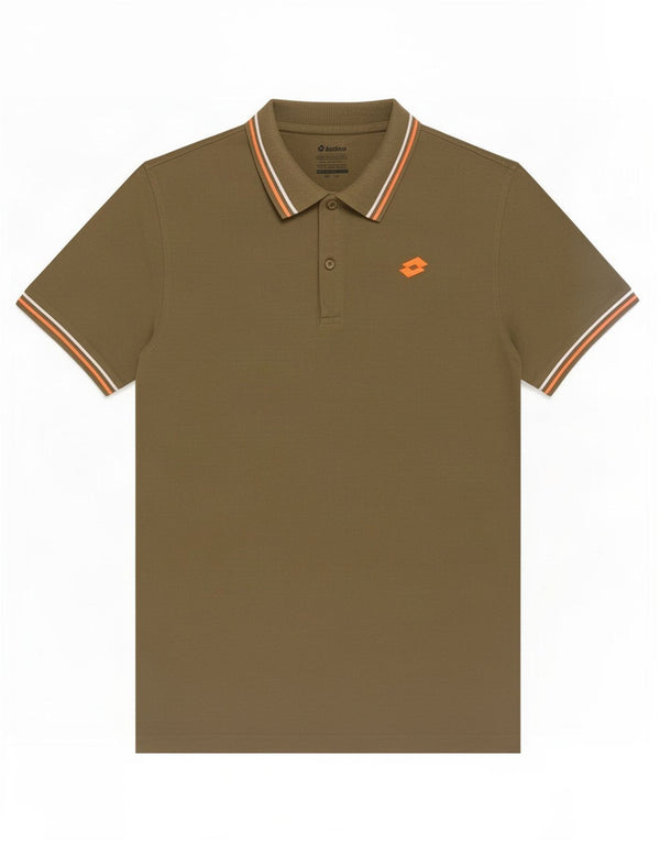 Lotto Herren Poloshirt 2XL Khaki gestreift