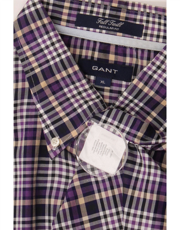 GANT Herren-Flanellhemd mit normaler Passform, XL, lila kariert, Baumwolle