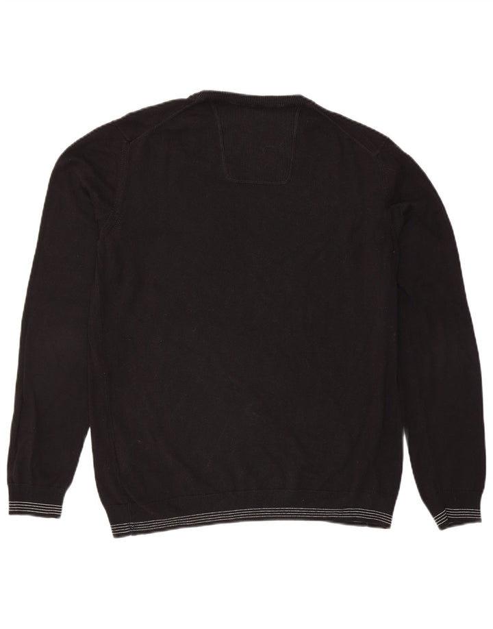 Hugo Boss Herren-Pullover mit V-Ausschnitt, groß, aus schwarzem Acryl