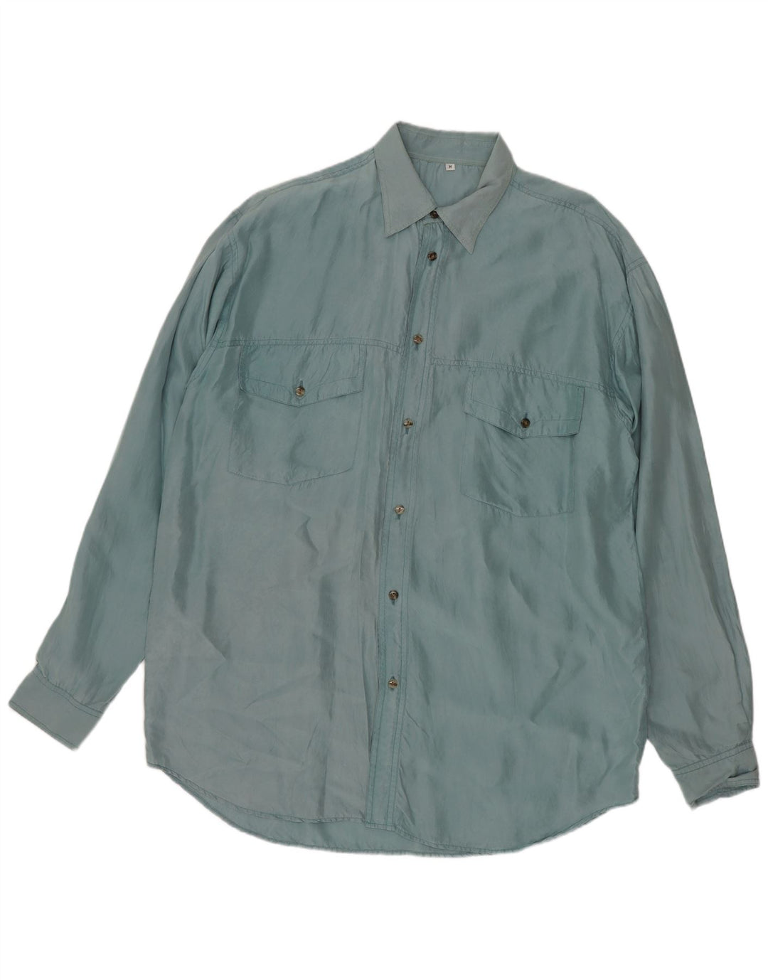 Vintage Herrenhemd Mittelblaue Seide