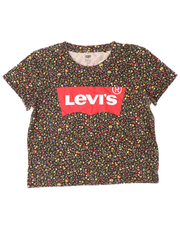 Levi's Damen Crop Graphic T-Shirt Top UK 10 Small Mehrfarbig geblümt