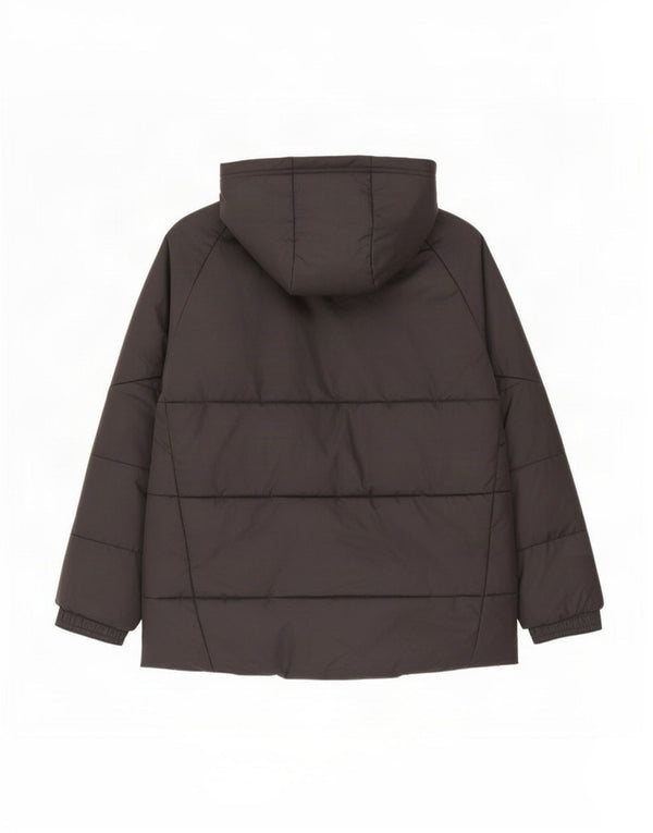 Adidas Jungen gepolsterte Jacke mit grafischer Kapuze, 9–10 Jahre, schwarzes Polyester