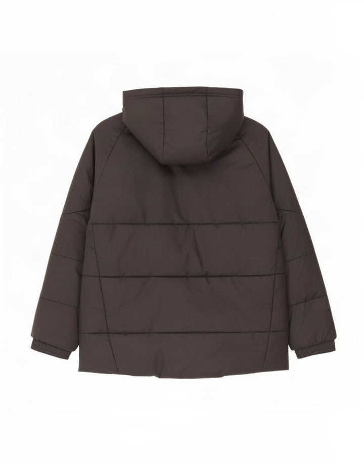 Adidas Jungen gepolsterte Jacke mit grafischer Kapuze, 9–10 Jahre, schwarzes Polyester
