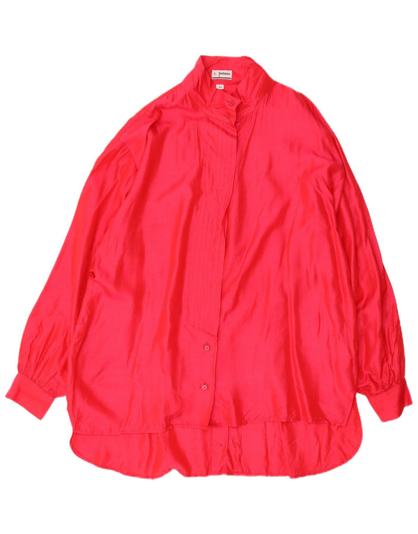 Vintage Damen Übergroßes Hemdkleid EU 44 XL Rosa Seide