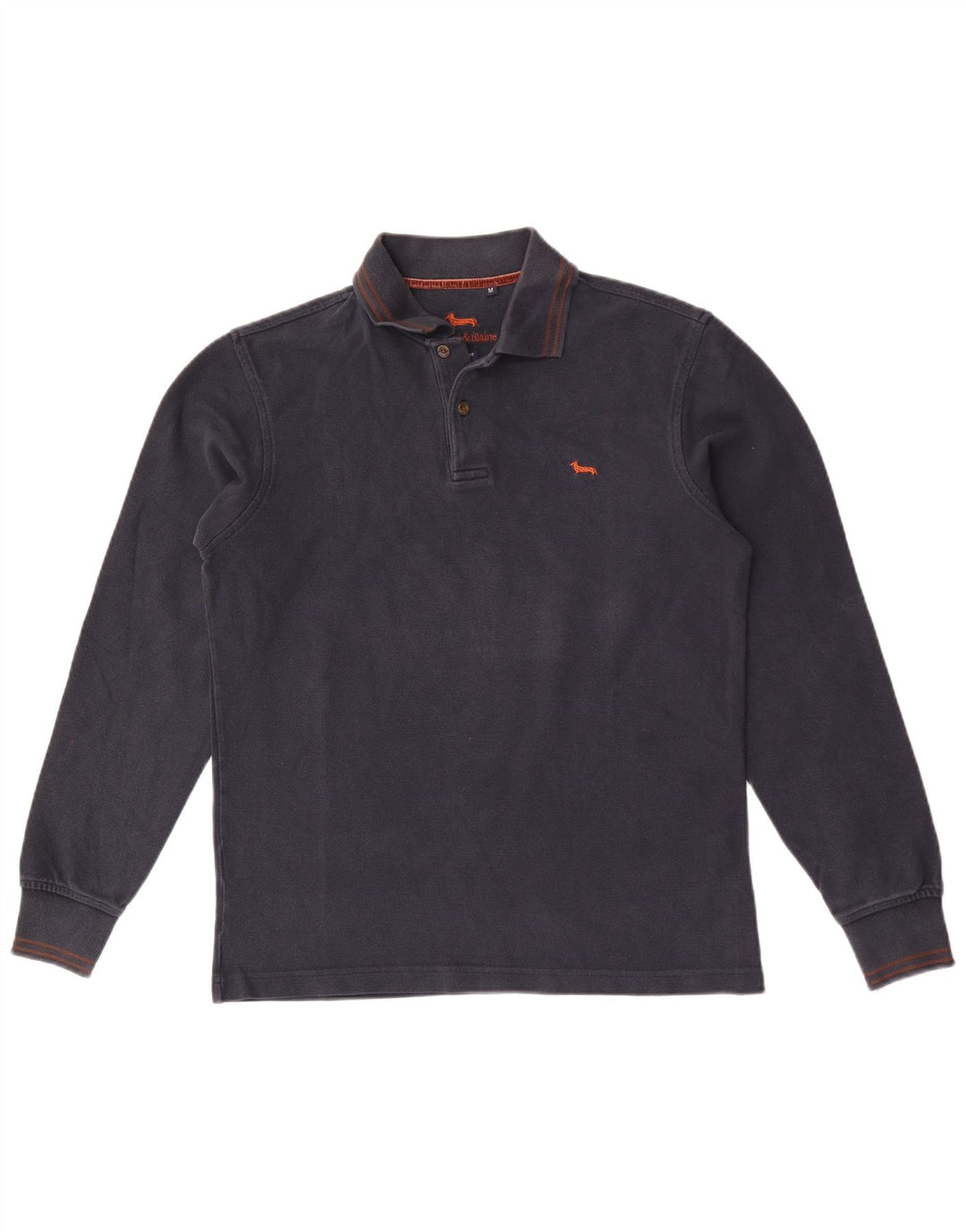 Harmont & Blaine Herren-Langarm-Poloshirt mit normaler Passform, mittleres Marineblau