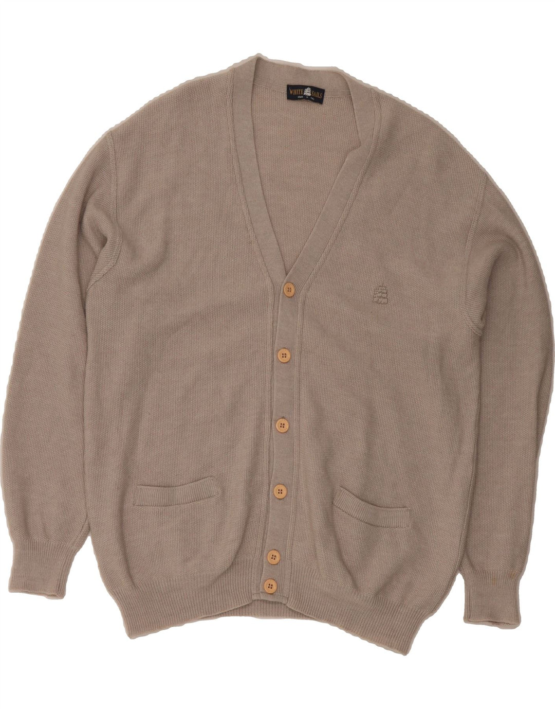WHITE SAILS Mens Cardigan Sweater Large Grey Vintage White Sails and Second-Hand White Sails from Messina Hembry 