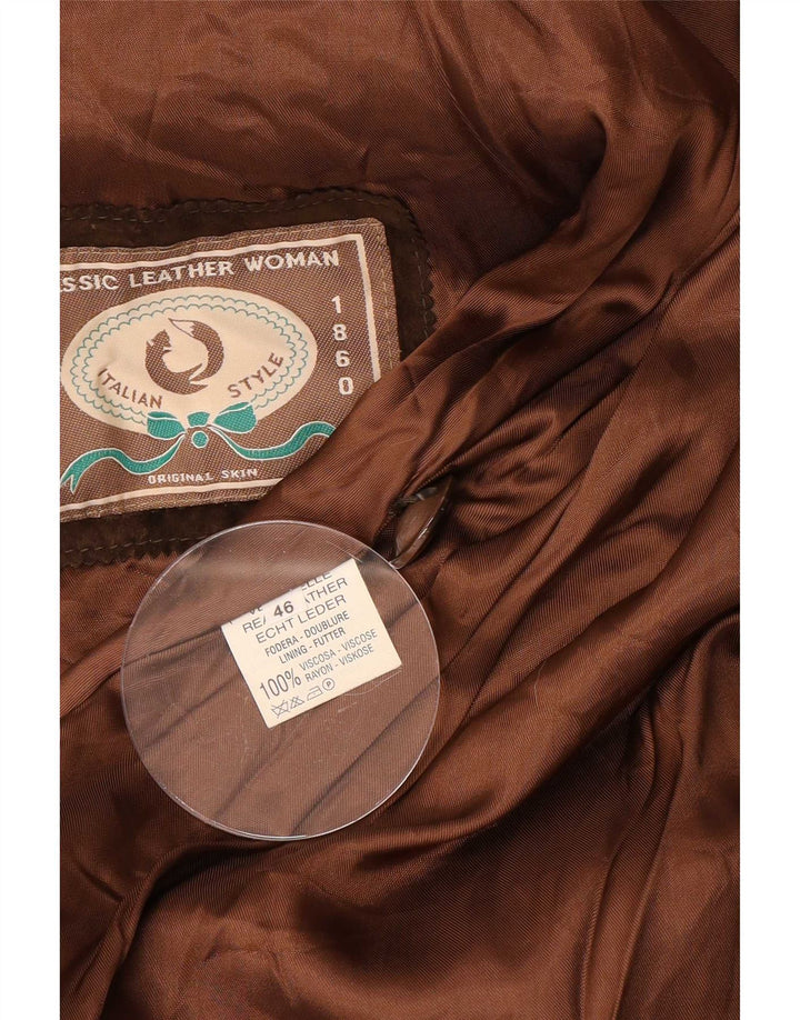 Vintage Damen Wildledermantel IT 46 Großes braunes Leder Retro