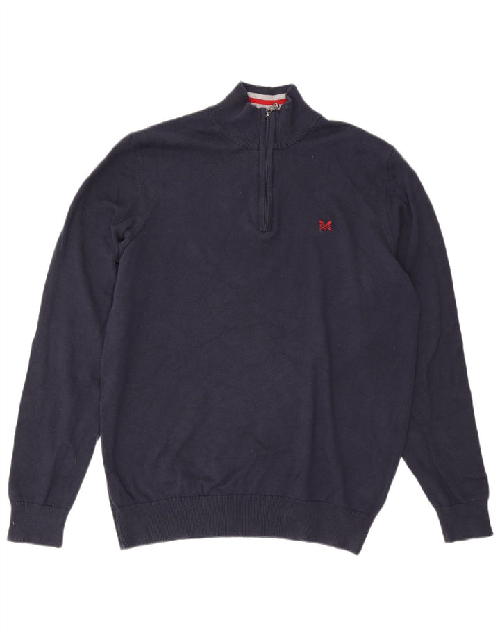 Crew Clothing Herren-Pullover mit Reißverschluss am Hals, groß, marineblaue Baumwolle