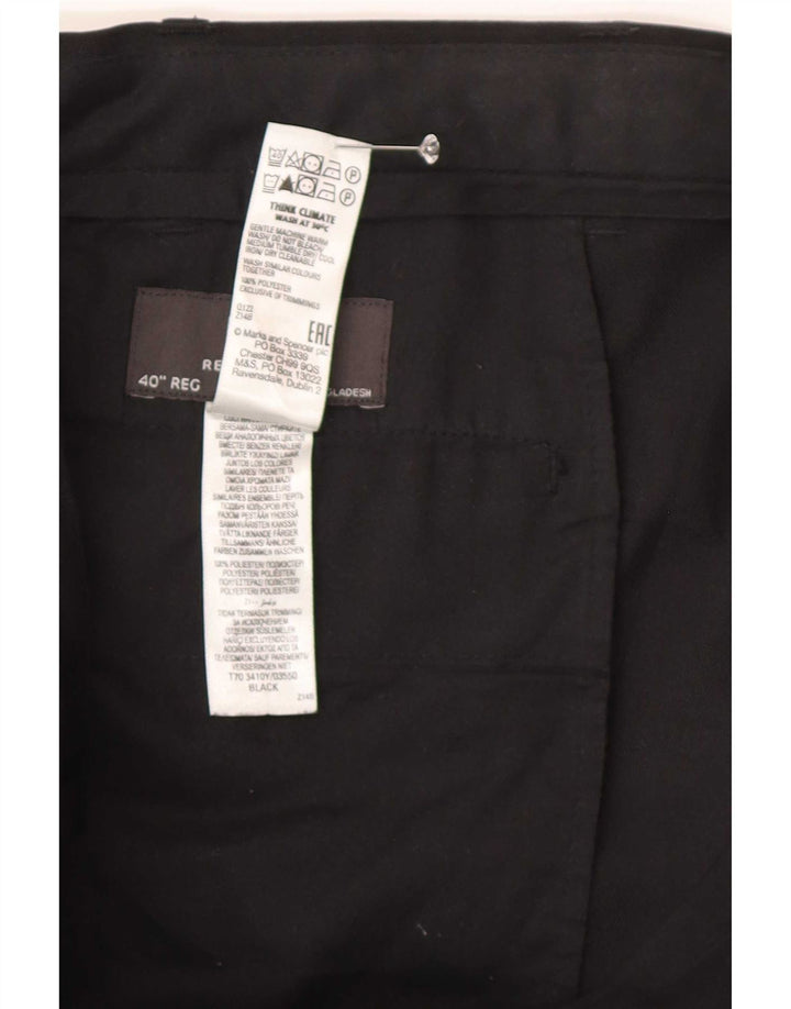 Marks & Spencer Herren-Anzughose mit gerader Passform und normaler Passform, W40 L30, Schwarz
