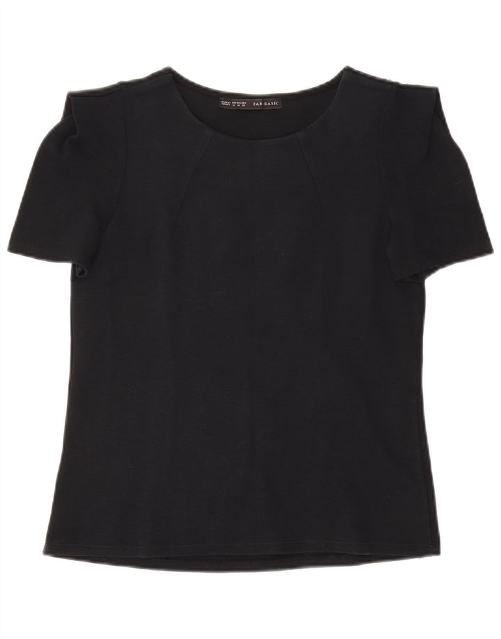ZARA Damen Blusentop UK 12 Medium Marineblau