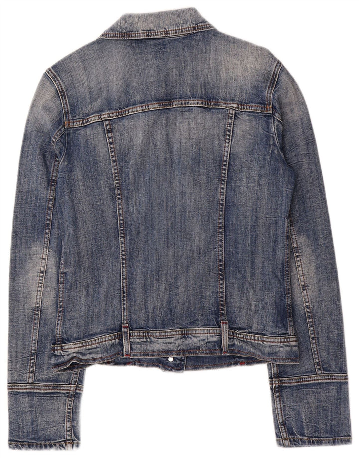Benetton Damen Jeansjacke UK 14 Große blaue Baumwolle