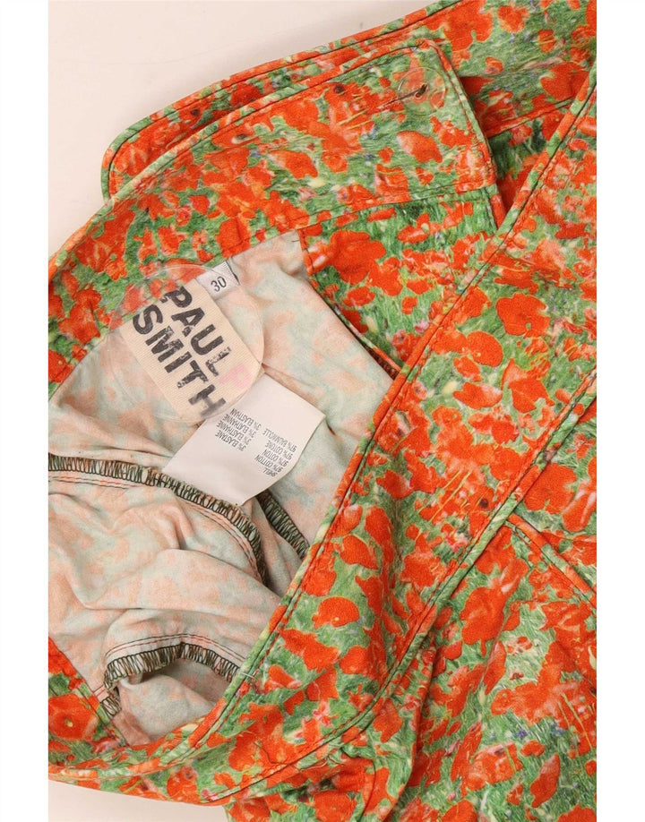 Paul Smith Damen-A-Linien-Rock mit abstraktem Muster, mittelgroß, W30, orange Baumwolle