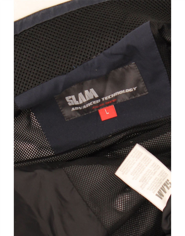 SLAM Herren-Bomberjacke mit Grafik, UK 40, Größe L, Marineblau, Polyester