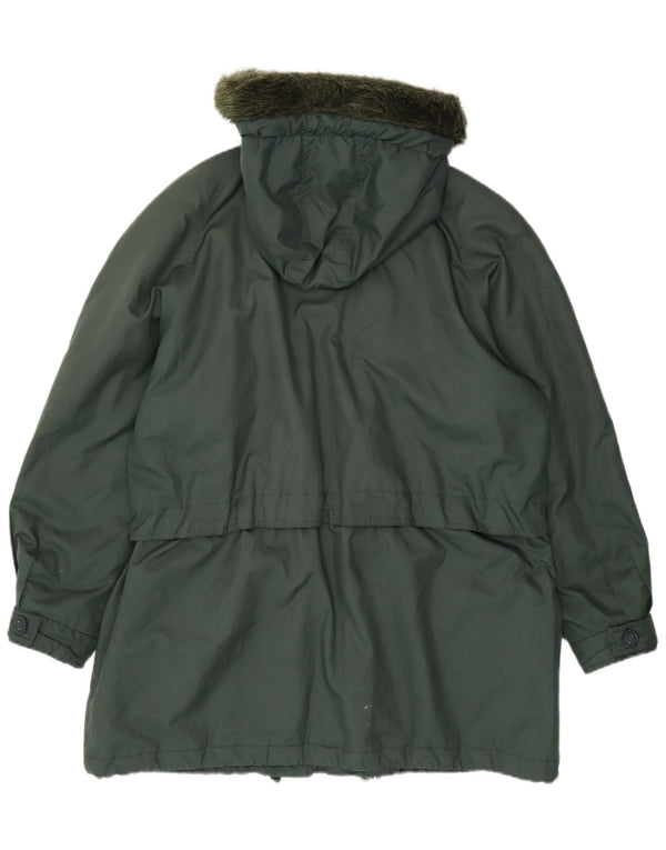 Vintage Damen Kapuzenparka Jacke UK 20 2XL Grün Polyester