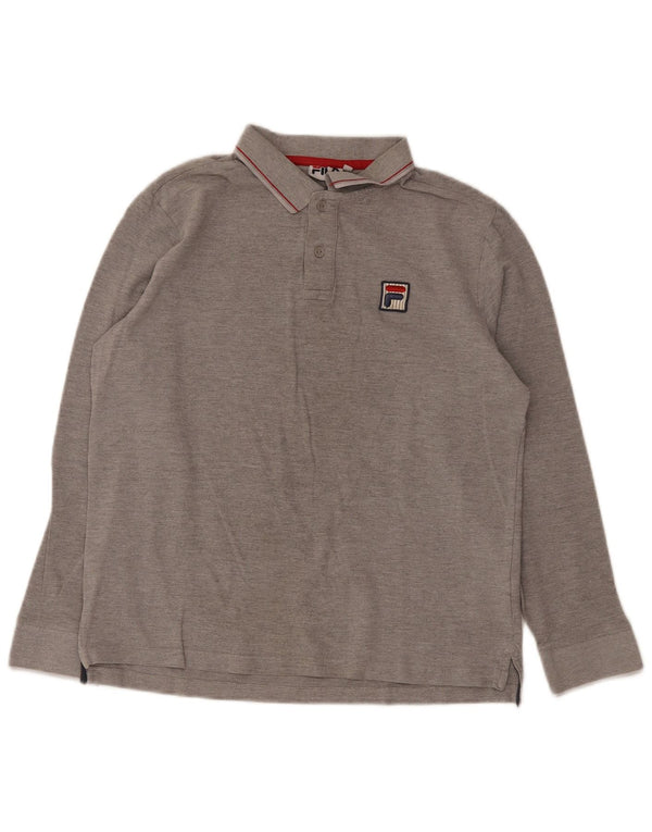 Fila Langarm-Poloshirt für Jungen, 15–16 Jahre, groß, graue Baumwolle