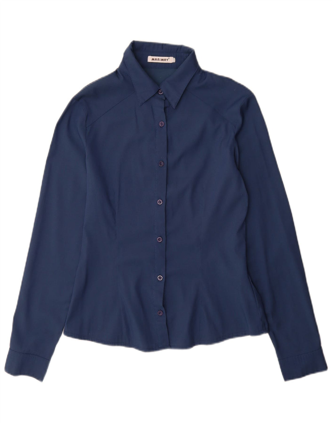 Vintage Damen Hemd UK 12 Medium Marineblau Baumwolle
