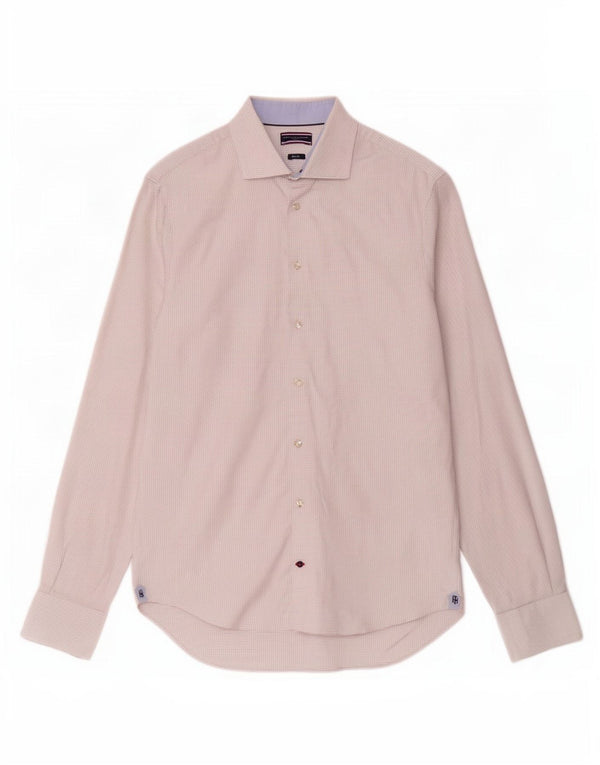 Tommy Hilfiger Herren Slim Fit Hemd Größe 39 15 1/2 Mittelweiß gefleckt