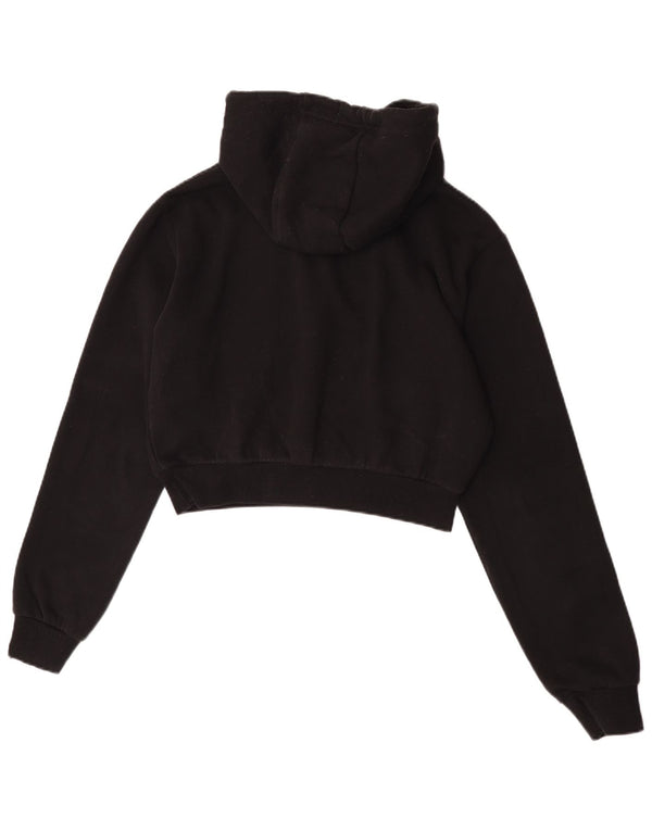 Ellesse Womens Crop Hoodie Pullover UK 10 Small Schwarz Baumwolle
