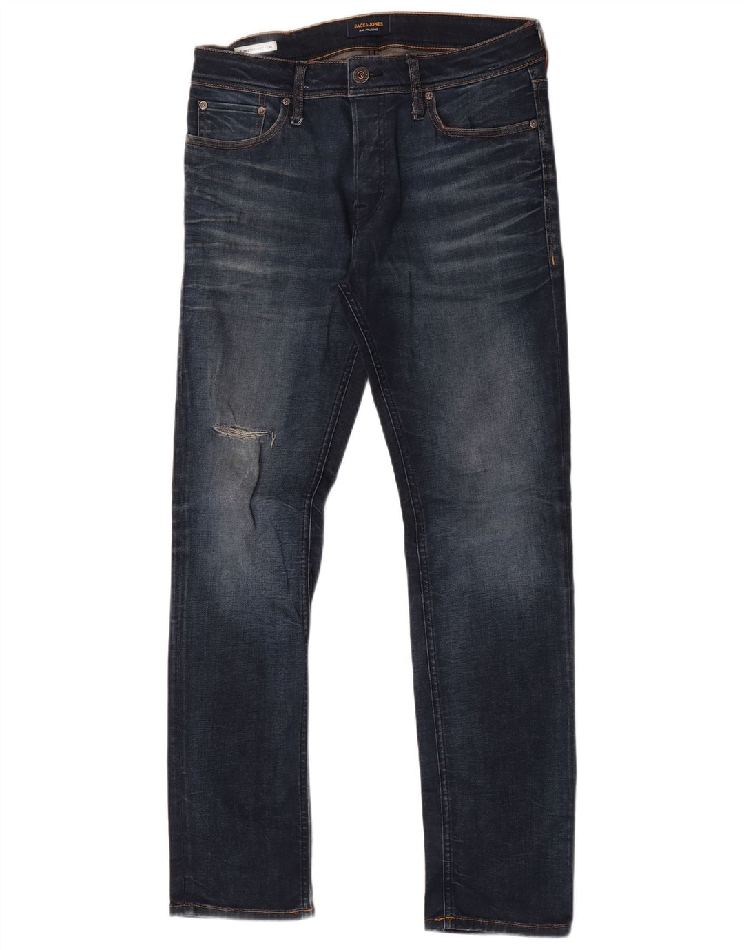 Jack & Jones Herren Tim Distressed Slim Straight Jeans W30 L32 Marineblau
