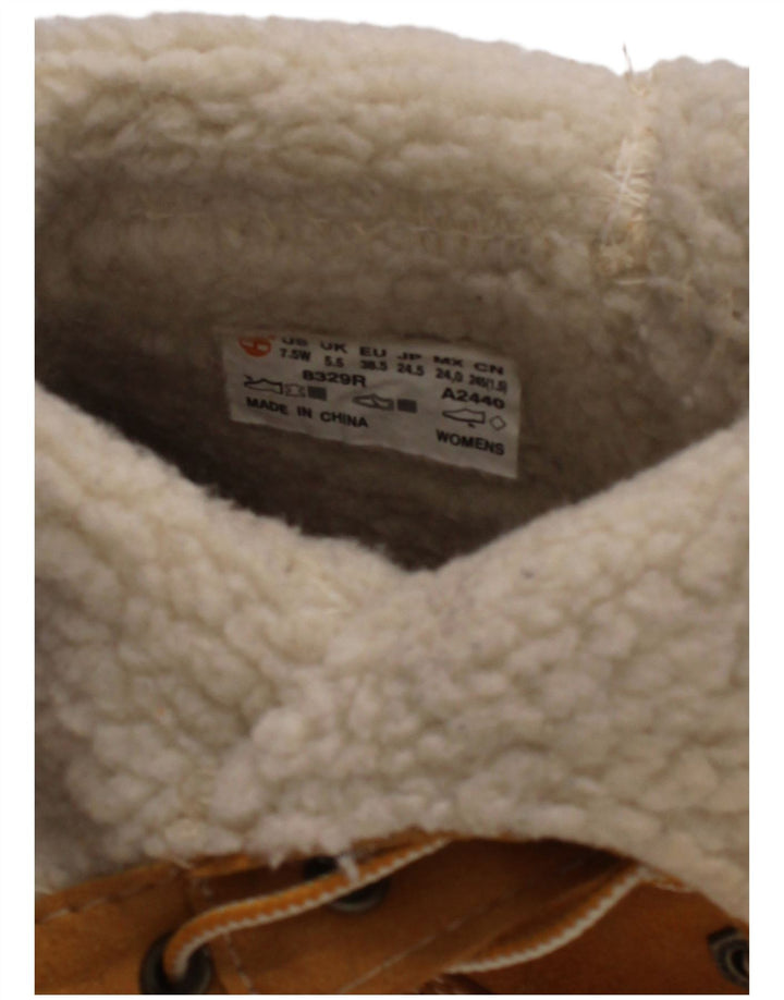 Timberland Damen-Stiefel aus Leder im Shearling-Stil, UK-Größe 5,5, braunes Leder