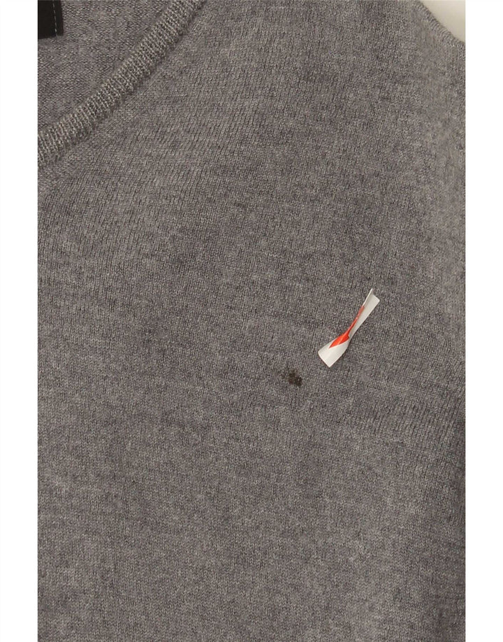 Zara Herren Pullover mit V-Ausschnitt Mittelgrau