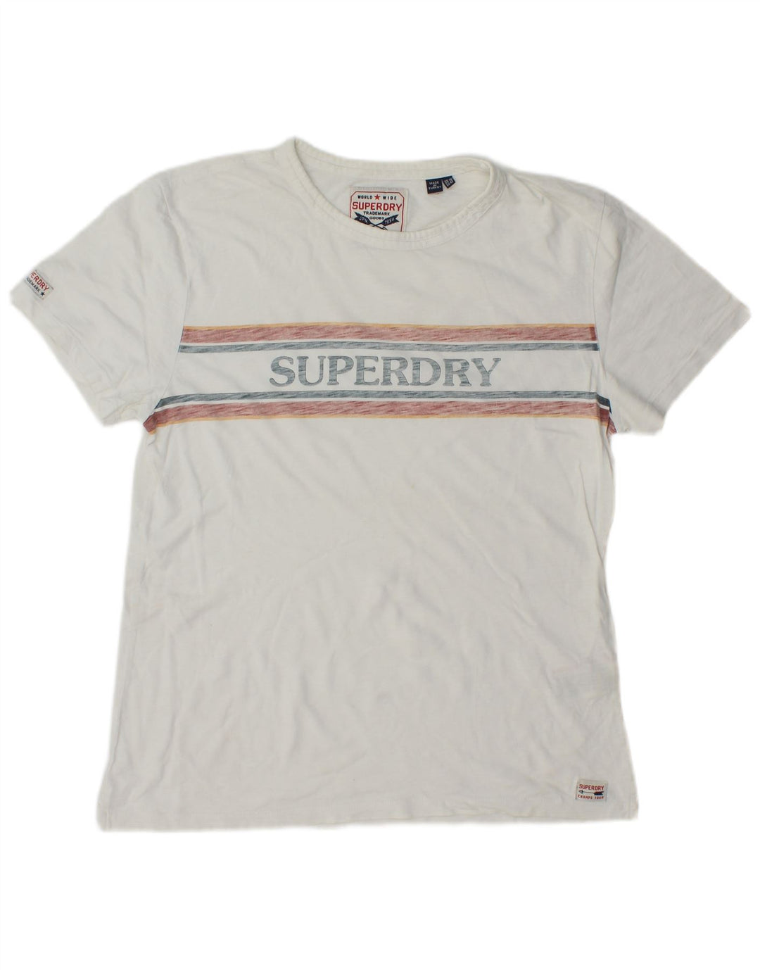 Superdry Damen Grafik-T-Shirt-Oberteil UK 14 Large Weiße Baumwolle