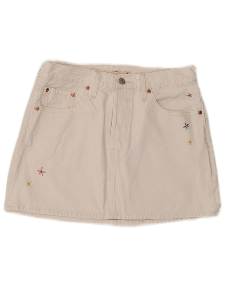 Levi's Damen-Jeansrock W27 Small aus weißer Baumwolle